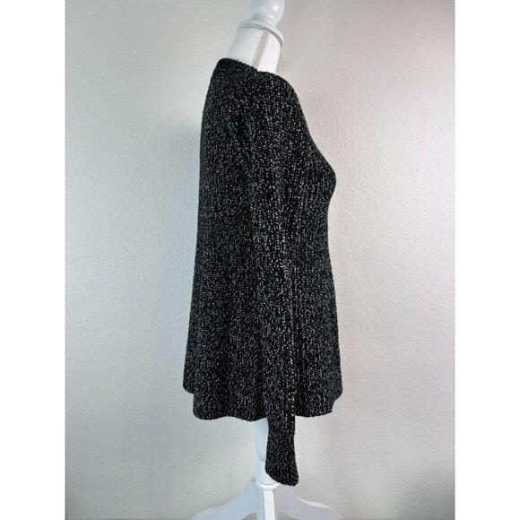 Athleta women's XS black white variegated wool blend stretch sweater top‎ - Picture 4 of 7